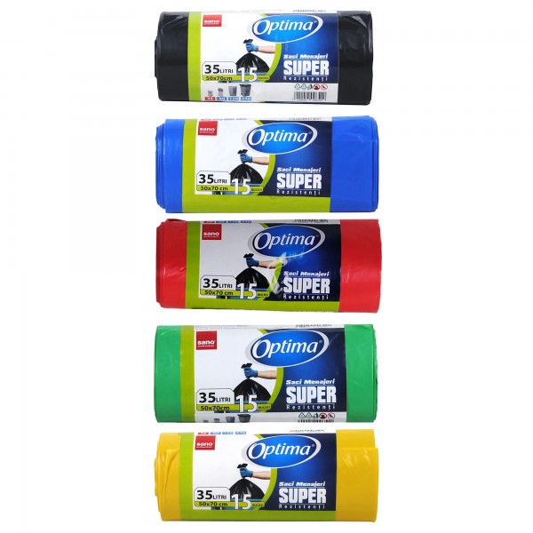 Saci menaj 35l, SANO, calitate superioara, 15 saci/rola Saci menaj 35l, SANO, calitate superioara, 15 saci/rola